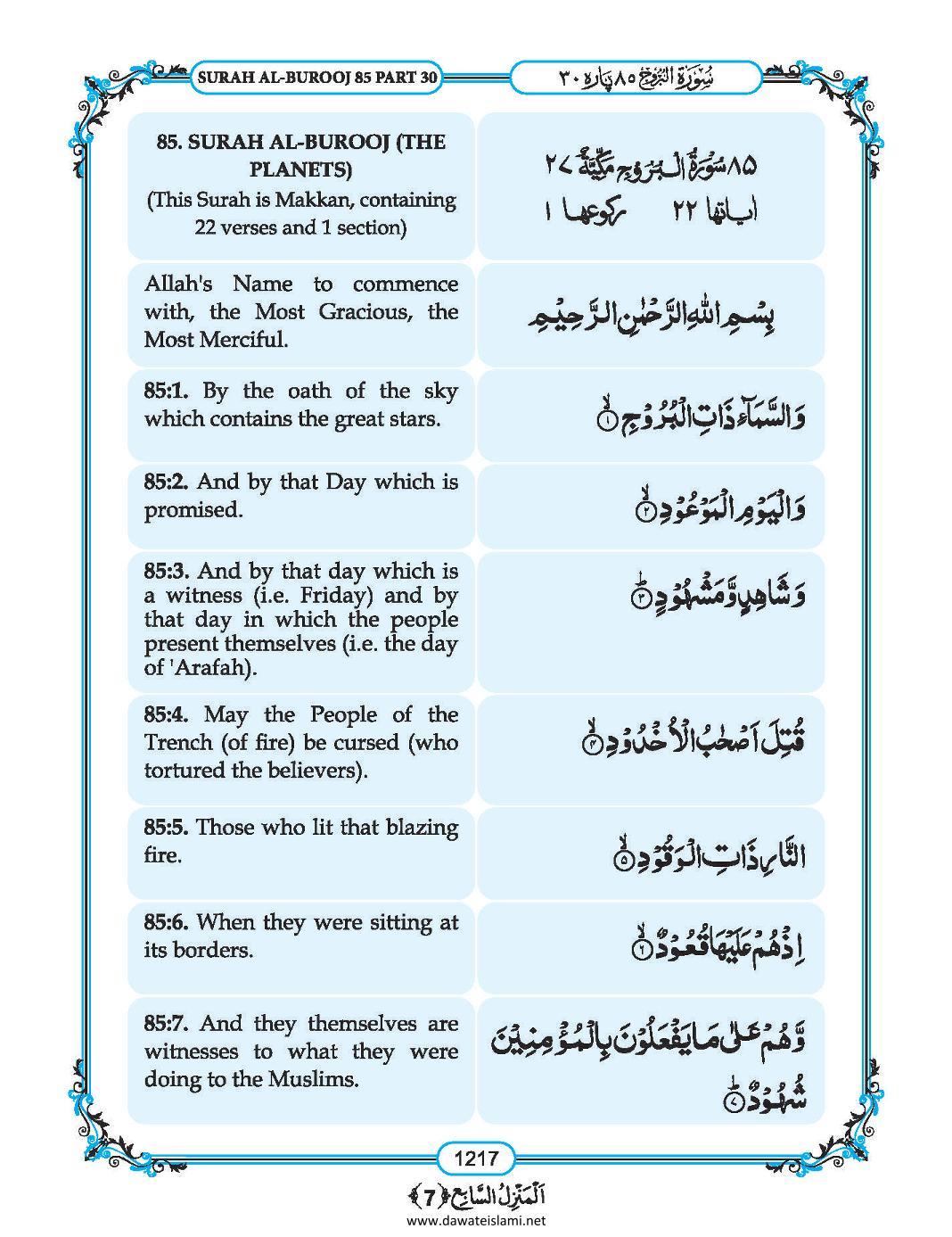 Surah Burooj English Translation