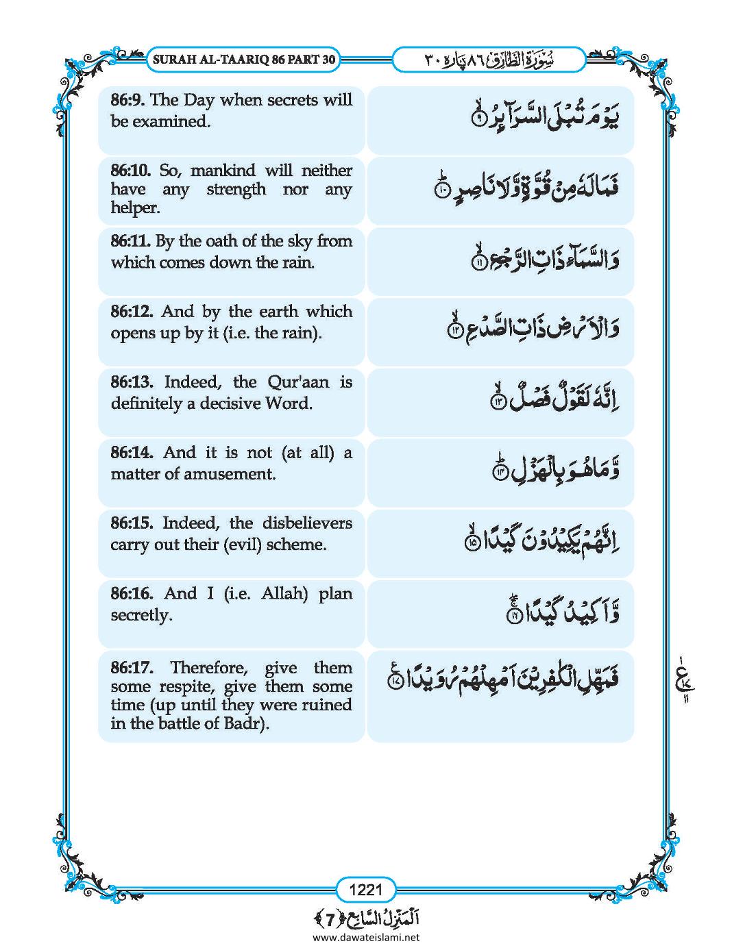 Surah Tariq English Translation